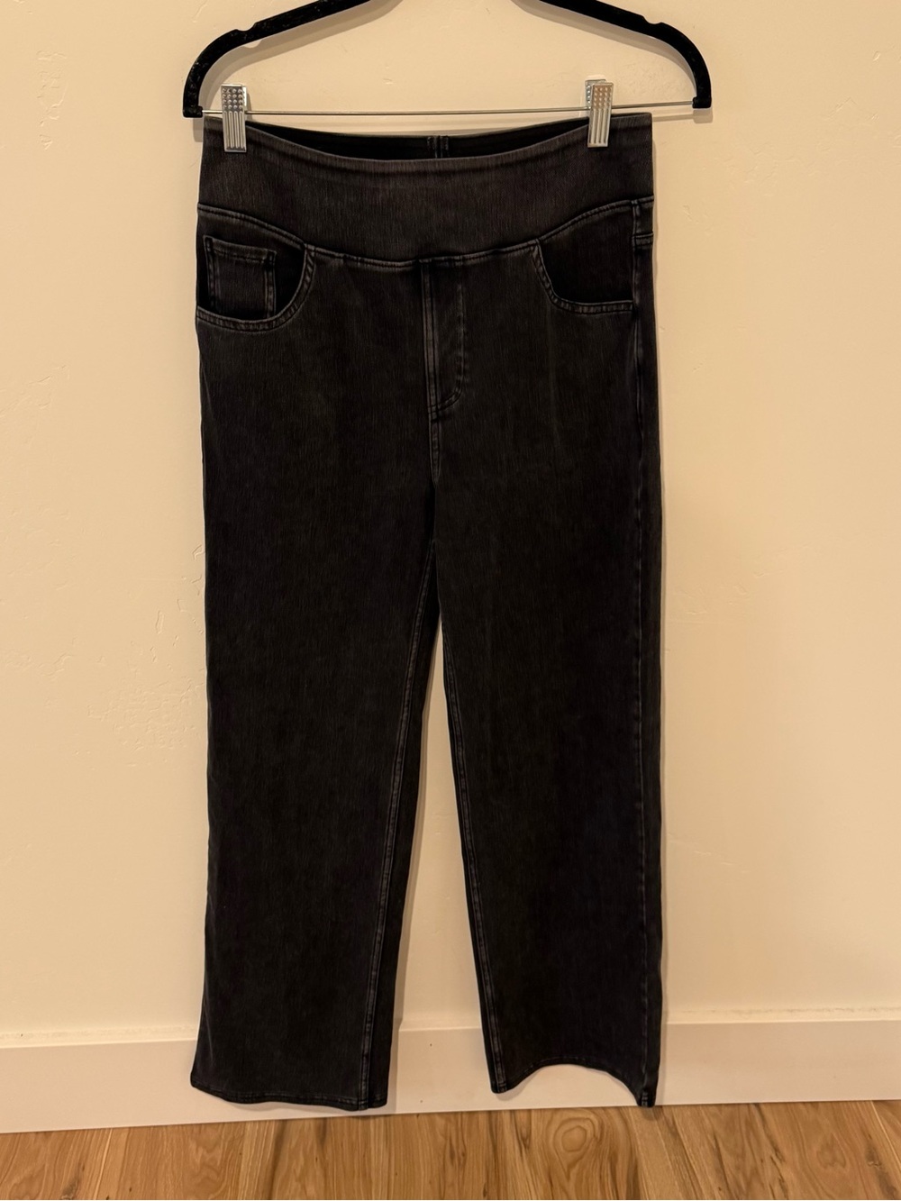 Halara Black Stretch Wide Leg Pull on Jeans Womens Medium Regular Classic Comfy